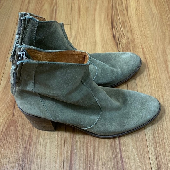Madewell Suede Western Heeled Ankle Booties - Picture 1 of 9
